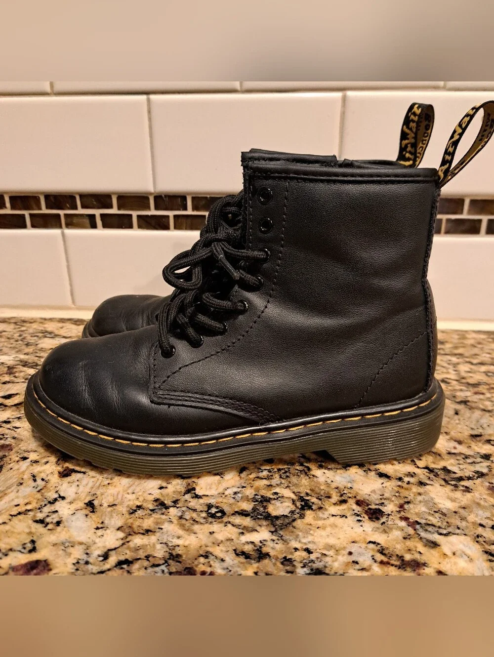Dr. Martens Black Leather Lace-Up Combat Boots